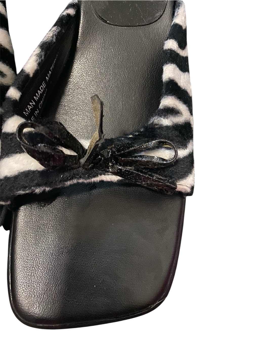 Y2K No Boundaries Black & White Zebra Slide Mules with Bow 11 - Picture 3 of 11
